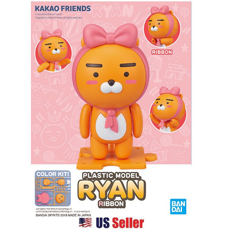 Kakao Friends Bandai Plastic Model Full Set 3EA Ryan Hoodie Ribbon Heart Pelight 