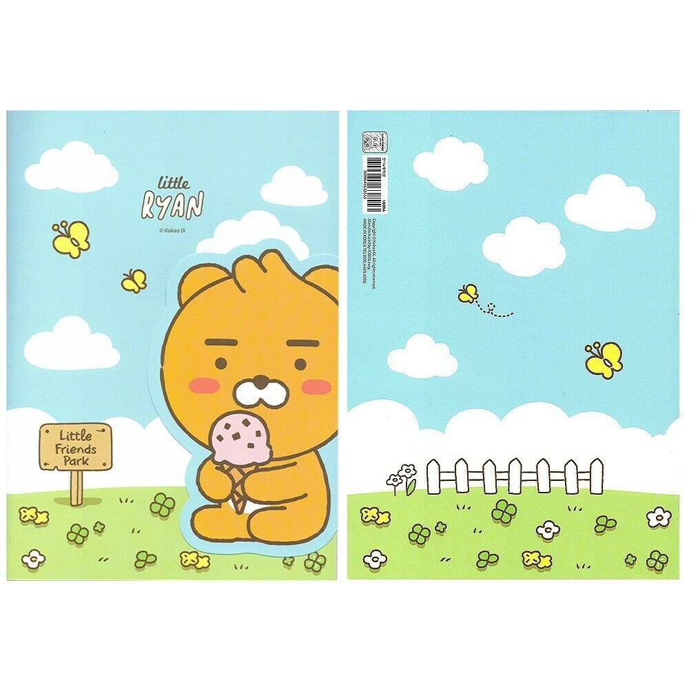 Cuaderno forrado Kakao Little Friends blanco y bolígrafo conjunto escolar: melocotón o Ryan - Imagen 3 de 6