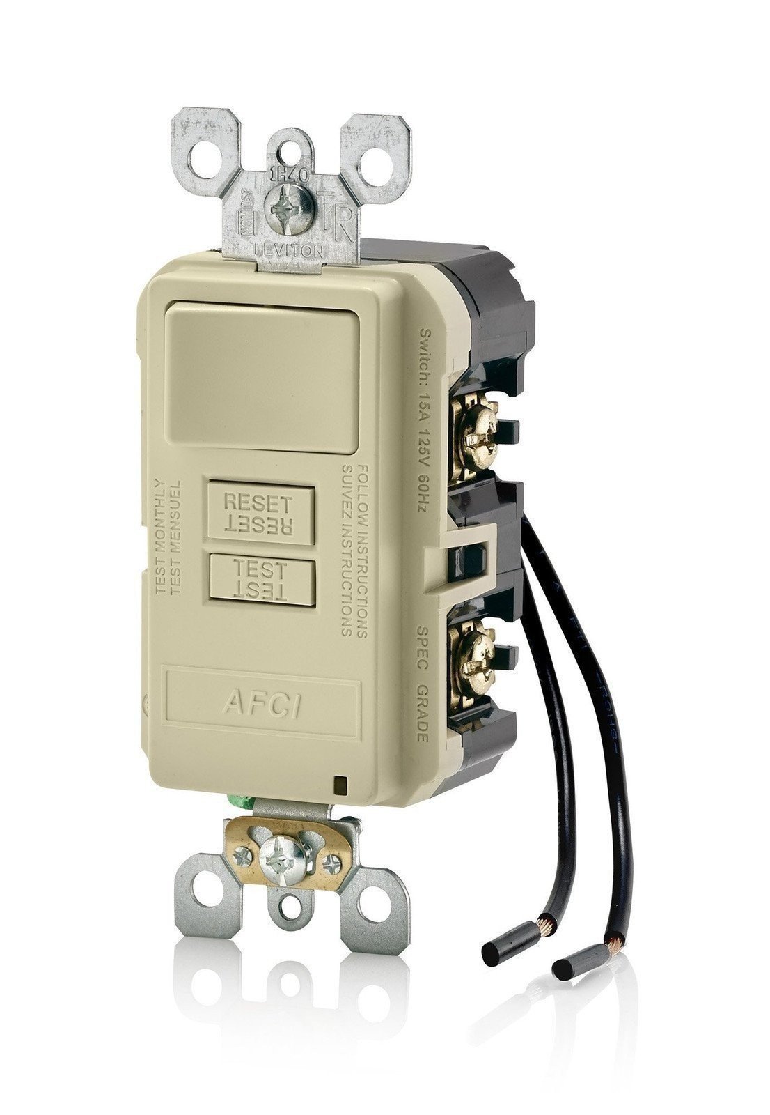 Leviton AFCI/Switch Combination, 15 Amp, Self Test, LED Indicator Light,... - Picture 1 of 5