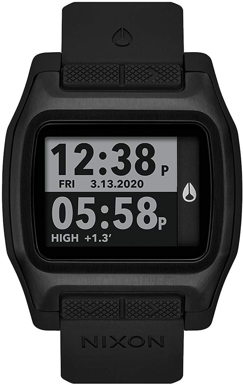 Pre-owned Nixon High Tide A1308-100m Water Resistant Men's Digital Surf Watch (44 Mm... In Black