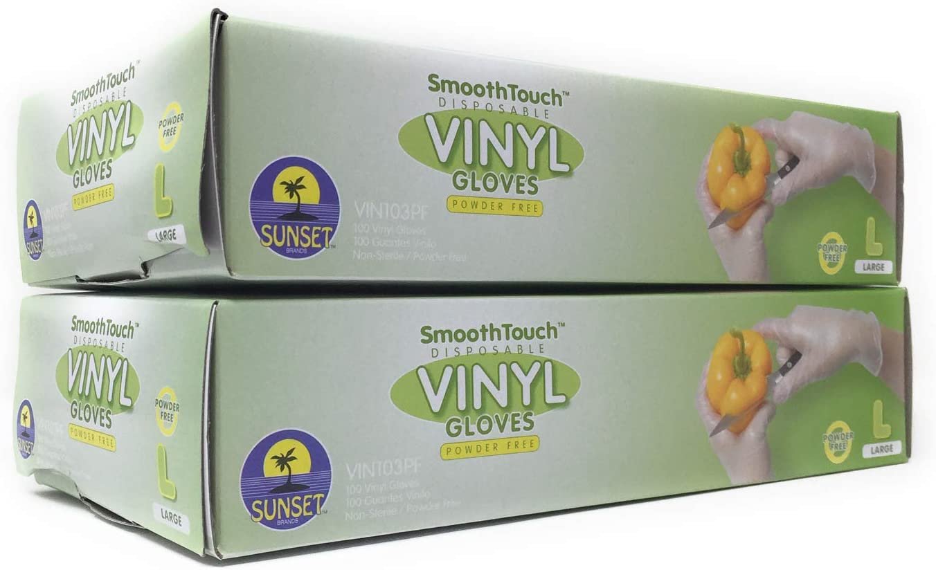 Disposable Viny Gloves, Non-Sterile, Poweder Free, Smooth Touch, Food Service...