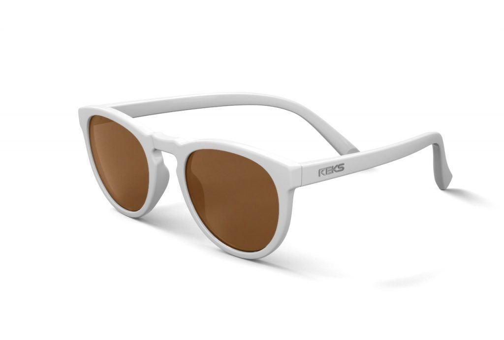 REKS Unbreakable Sunglasses Round Polarized Model - White W/ Brown for sale  online