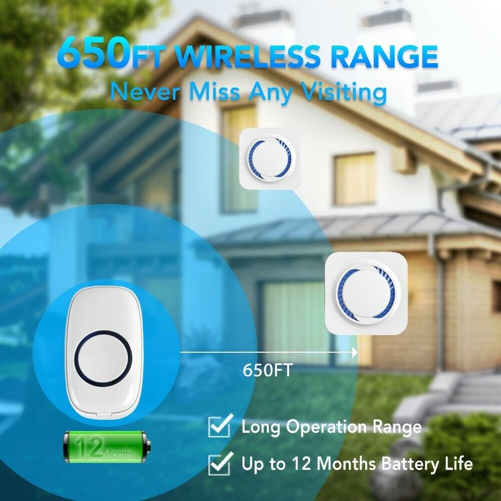 5 Core Wireless Doorbell Waterproof 700 Feet 58 Chimes Door Bell Cordless Kit