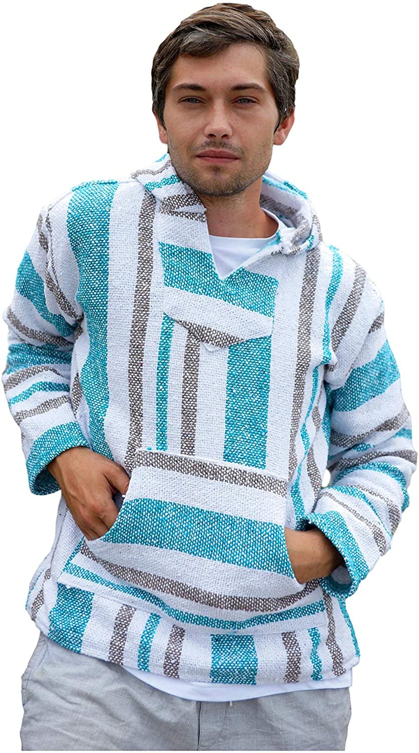 Baja Hoodie Drug Rug Made in Mexico Original Authentic Jacket Hippie Poncho  SMALL