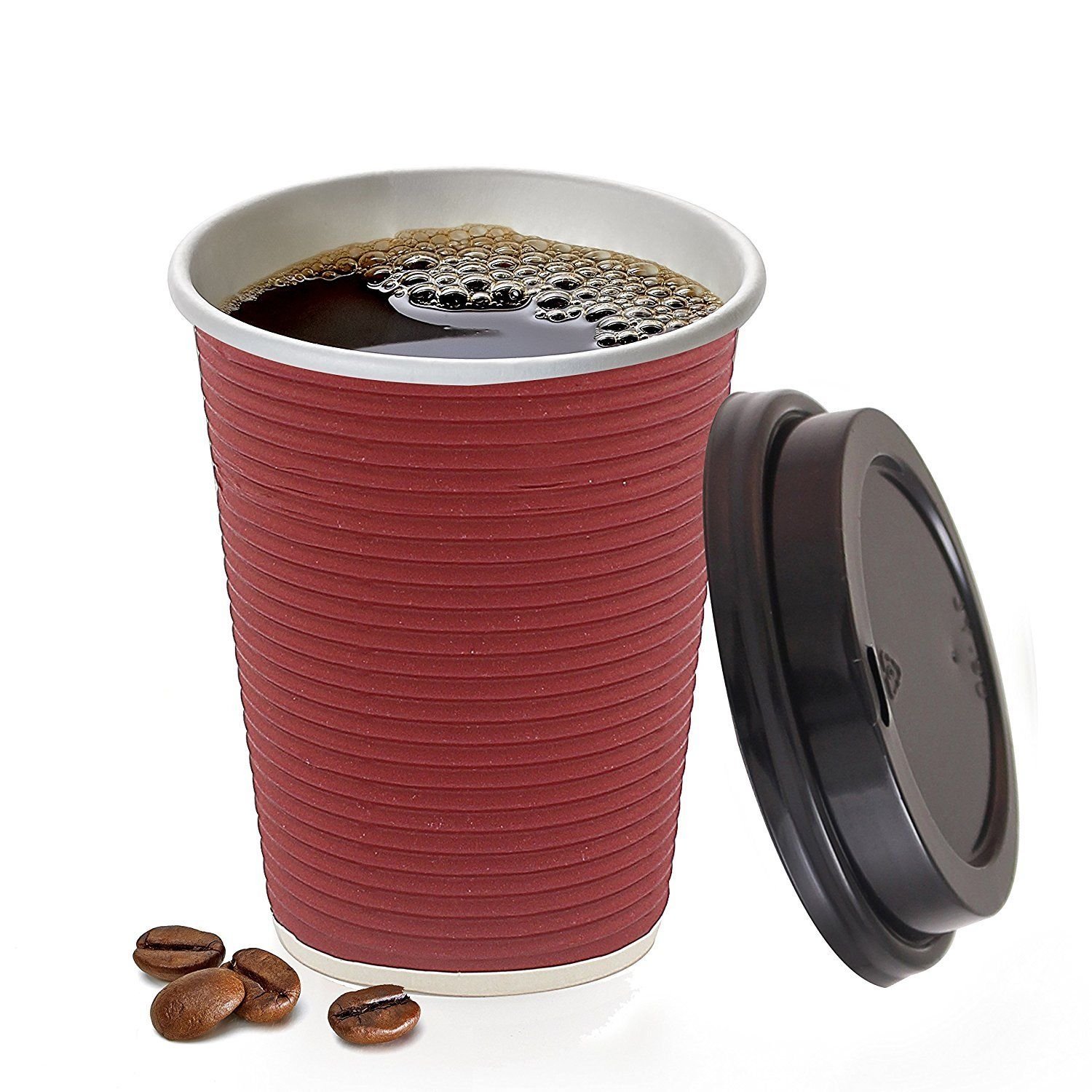 Party Bargains Disposable Coffee Cups With Lid Premium Hot Paper Cup 12