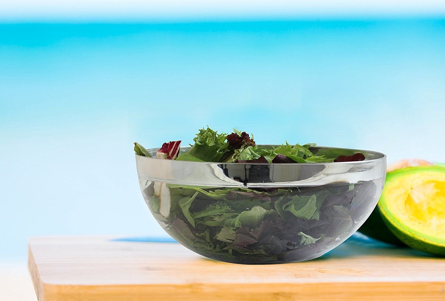 Disposable Plastic Bowls Party Serving Silver Rim Salad