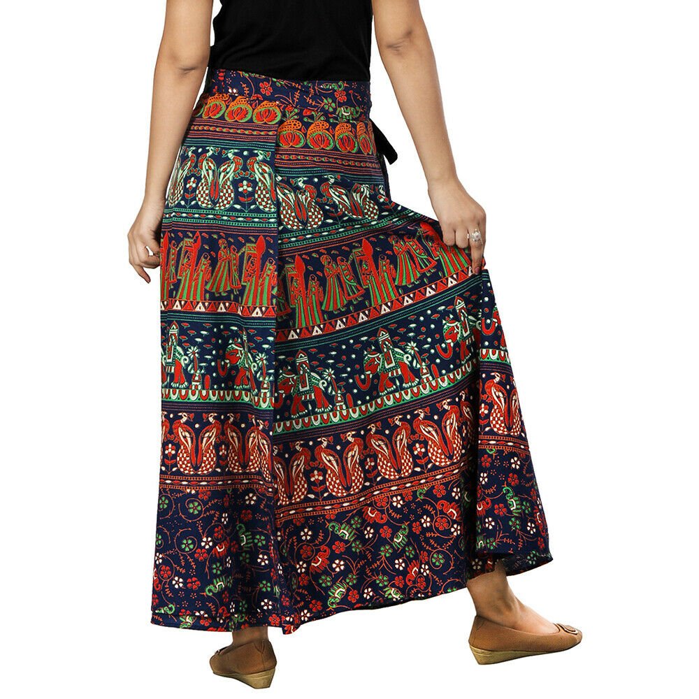 Long Skirt Cotton Wrap Around Mandala Printed Women Boho Hippie Free ...