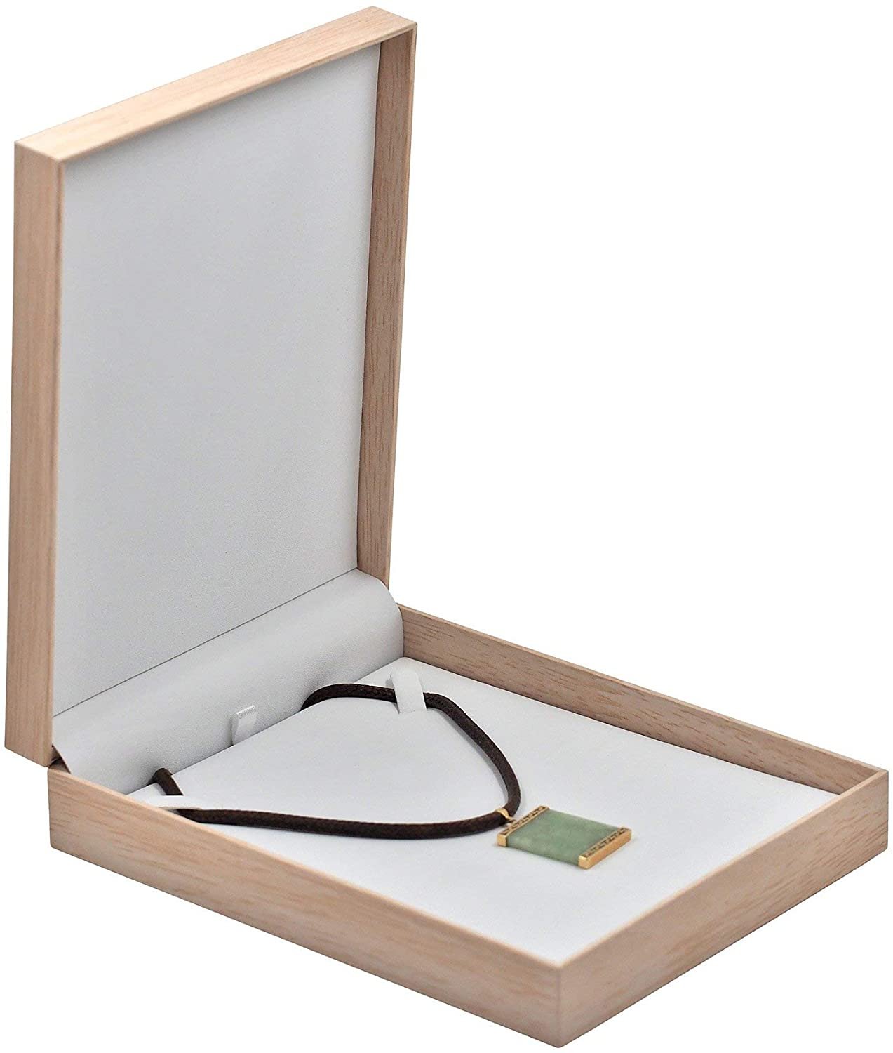Caja de joyería con patrón de madera natural con parte superior de inserto de arpillera para embalaje, regalo... - Imagen 13 de 16