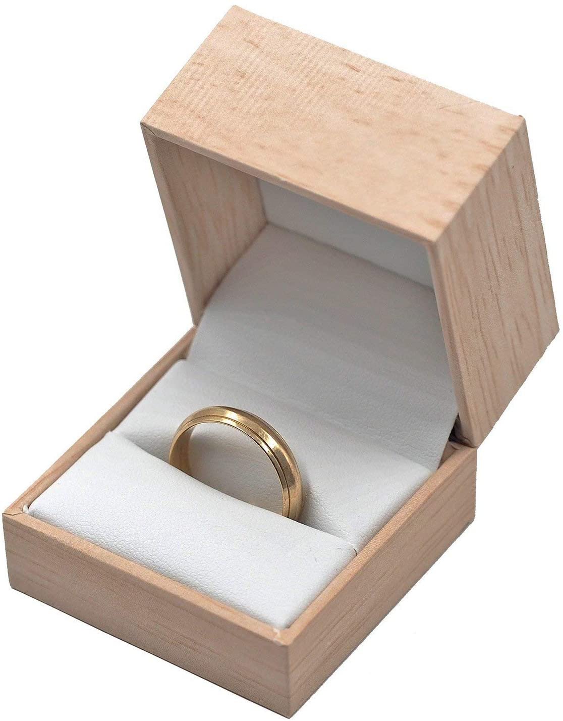 Caja de joyería con patrón de madera natural con parte superior de inserto de arpillera para embalaje, regalo... - Imagen 15 de 16
