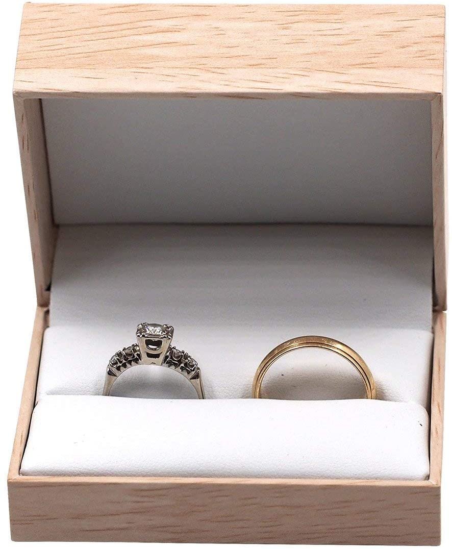 Caja de joyería con patrón de madera natural con parte superior de inserto de arpillera para embalaje, regalo... - Imagen 10 de 16