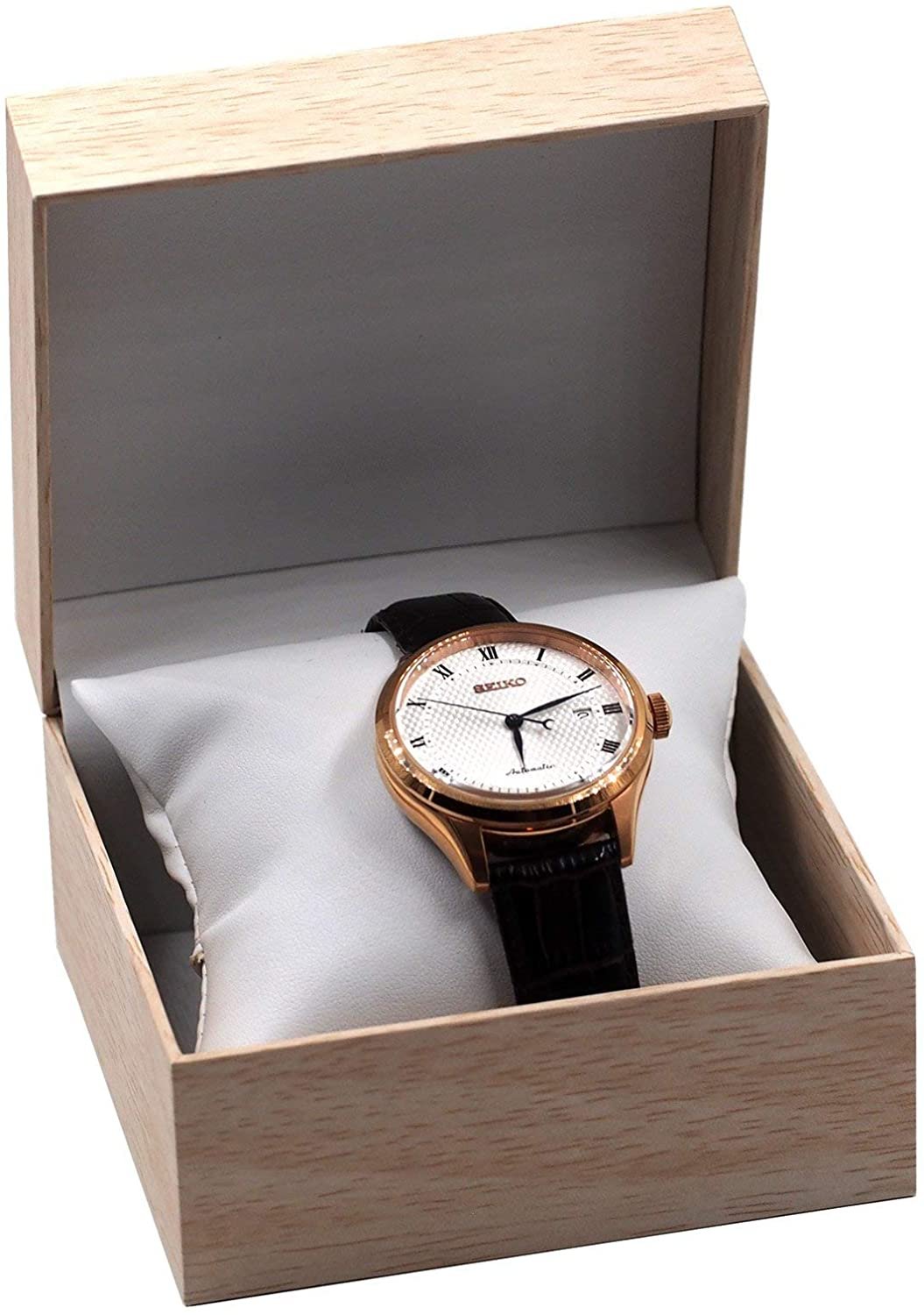 Caja de joyería con patrón de madera natural con parte superior de inserto de arpillera para embalaje, regalo... - Imagen 16 de 16