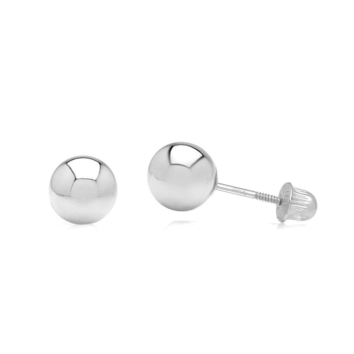 thumbnail image 2 of White Gold Stud Earrings Real 14k Yellow Gold Ball Stud Earrings Screw Back Studs 2 Mm , 3 Mm , 4 Mm , 5 Mm , 6 Mm , 7 Mm, 8 Mm - UK Earrings Screw Back White Gold 2 of 12