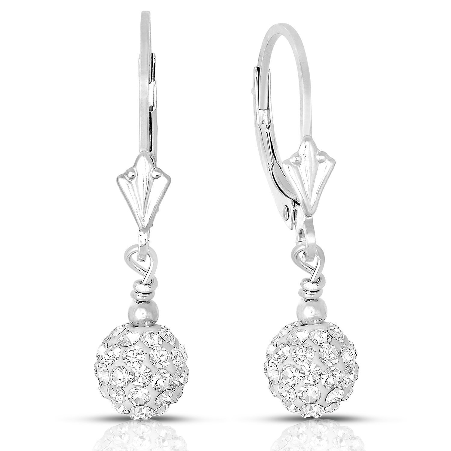 Sterling Silver Crystal Ball Dangle Leverback Drop Earrings Ebay Sterling Silver Crystal Ball Dangle Leverback Drop Earrings