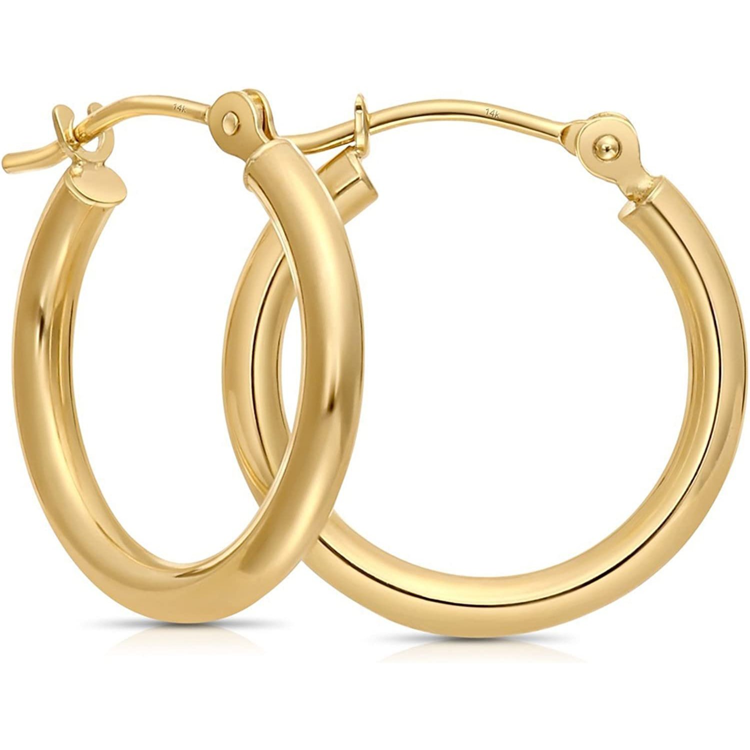 14k Real Gold Small Hoop Earrings (0.5" Diameter)