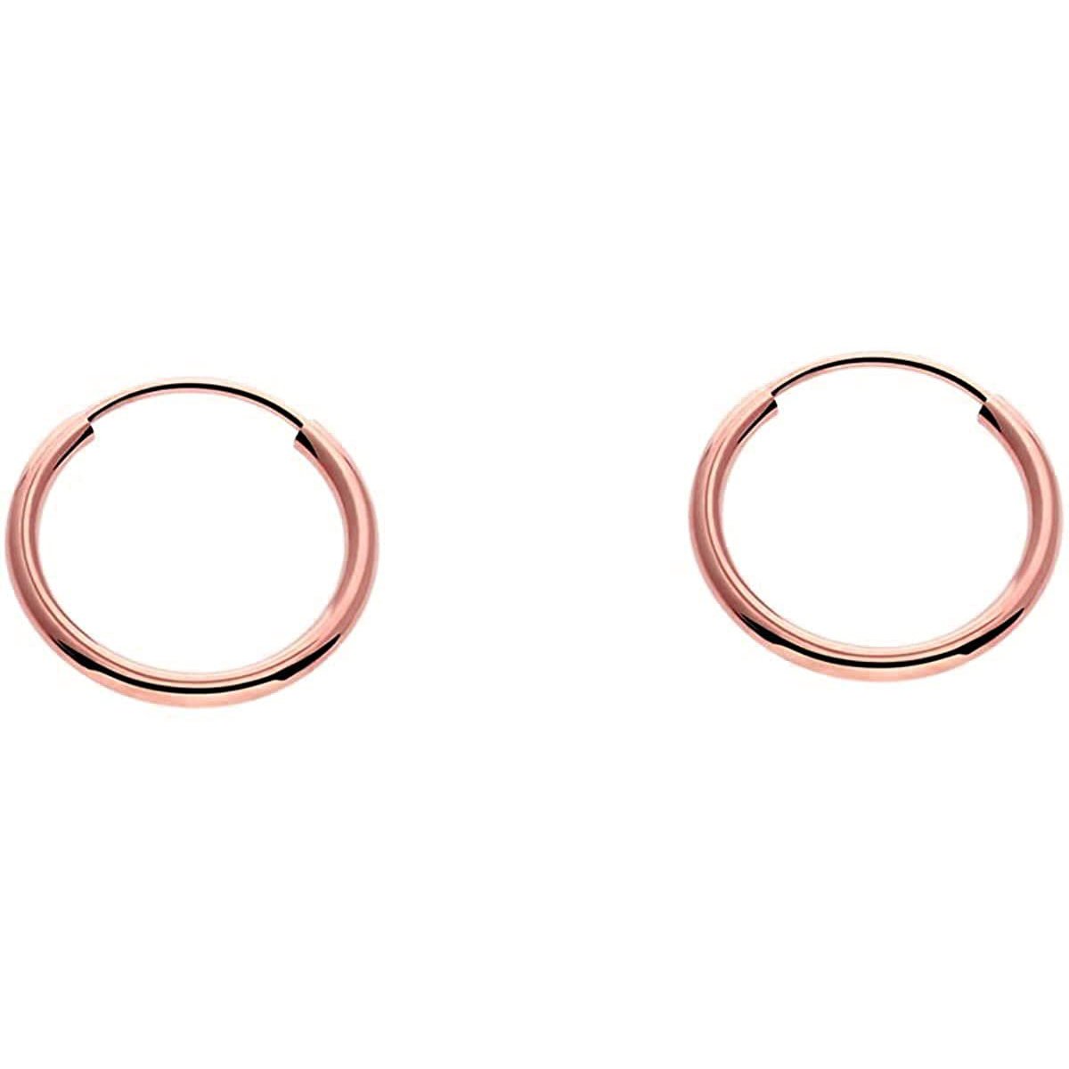 14k Rose Gold Round Flexible Thin Continuous Endless Hoop Earrings, Unisex