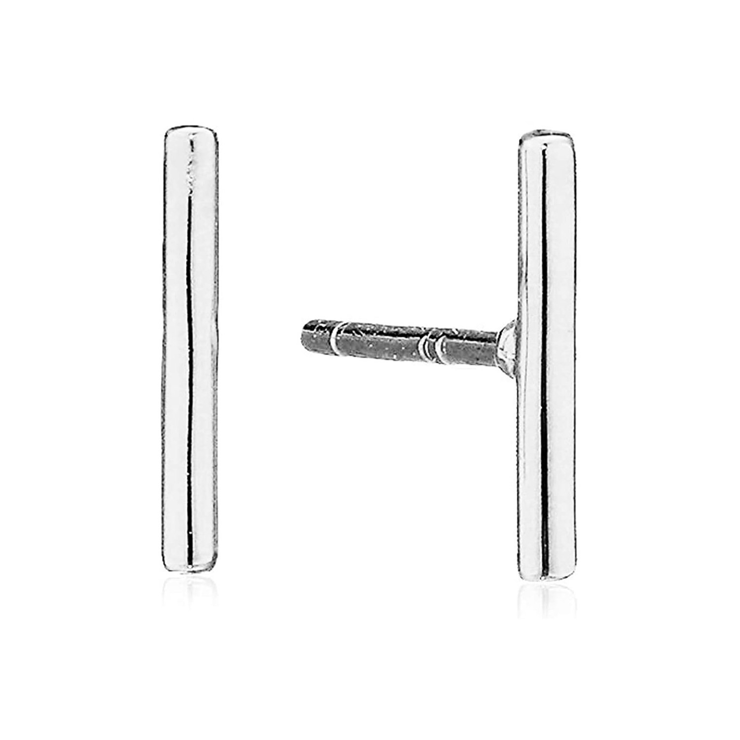 Solid 14k Gold Tiny Stud Minimalist Bar Earrings - Picture 8 of 9
