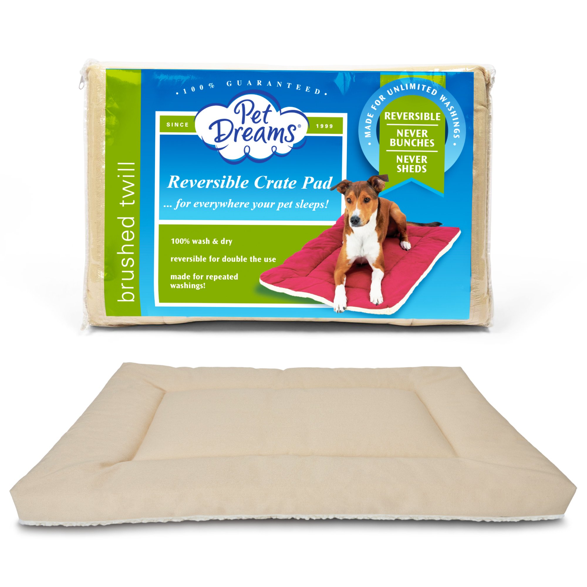 Pet Dreams Dog Crate Bed - Eco Friendly Bedding for Dogs, Washable Dog Bed