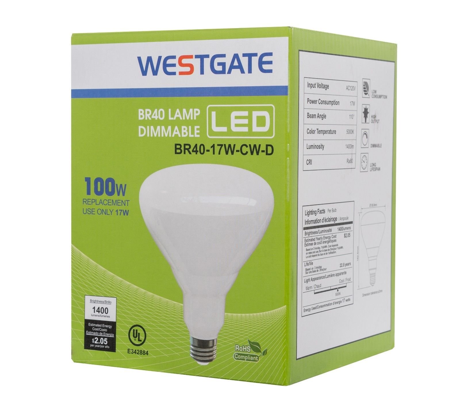 Westgate Br40 Dimmable Led Light Bulb 17w Outdoor Indoor Use Westgate Br40 Dimmable Led Light Bulb 17w Outdoor