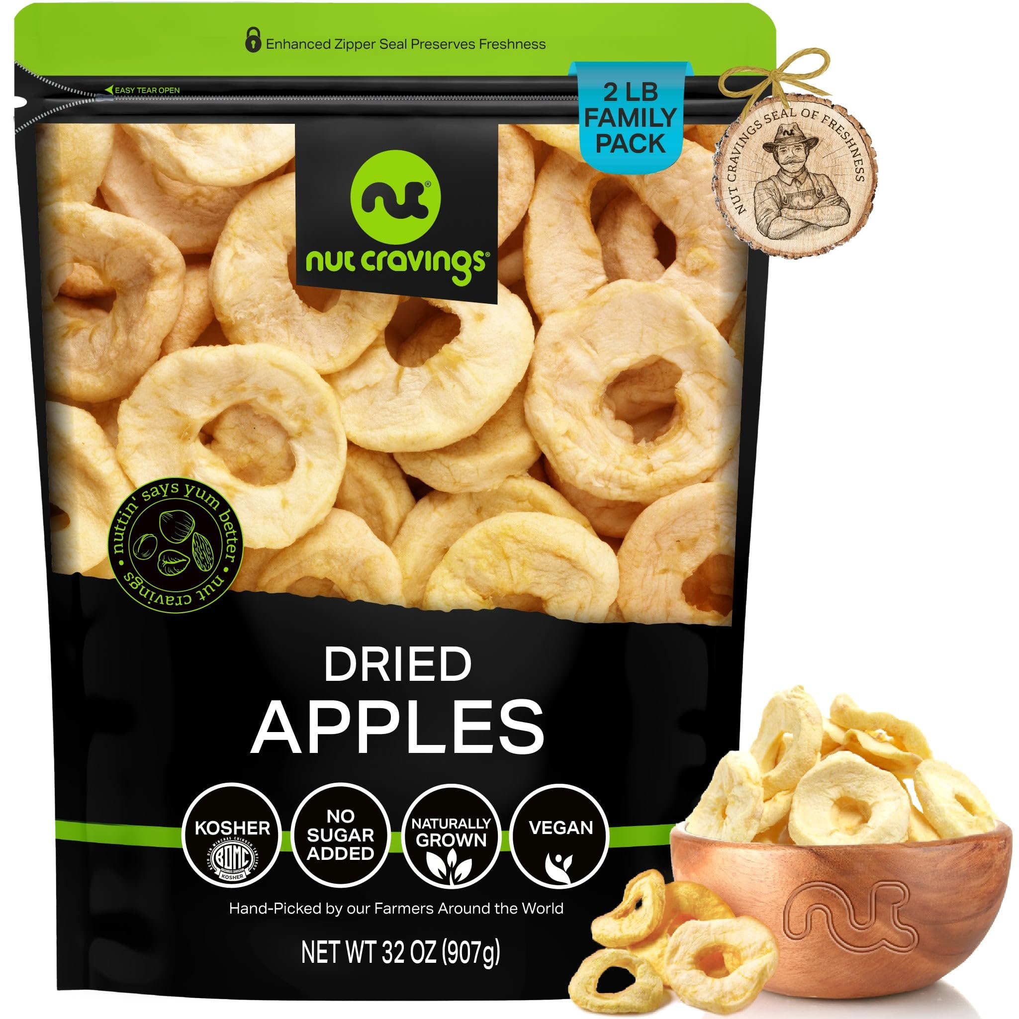 Sun Dried Apple Rings | No Sugar Added Healthy Fruit Snack Natural Apple Slices - Picture 5 of 7