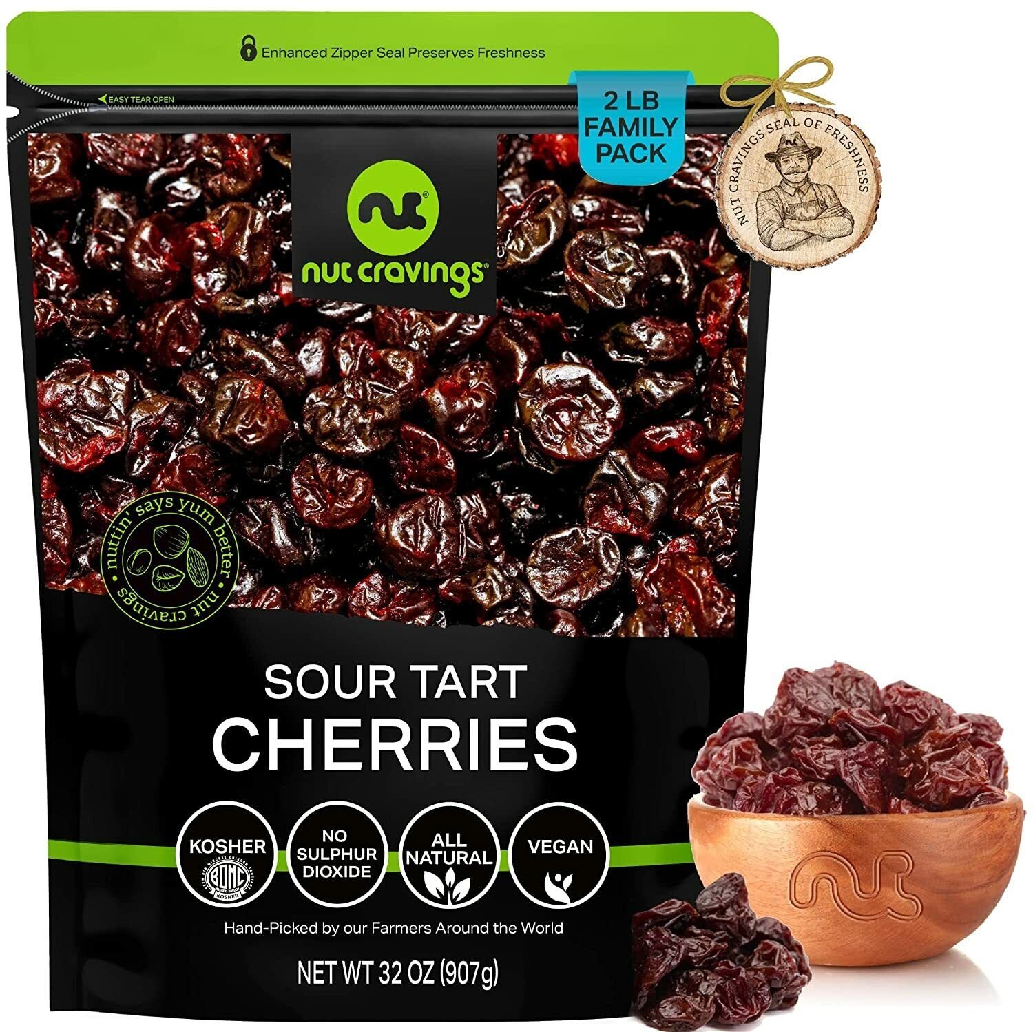 Sun Dried Sour Tart Cherries, Lightly Sweetened, Fresh in Resealable Bag, Kosher - Picture 9 of 11