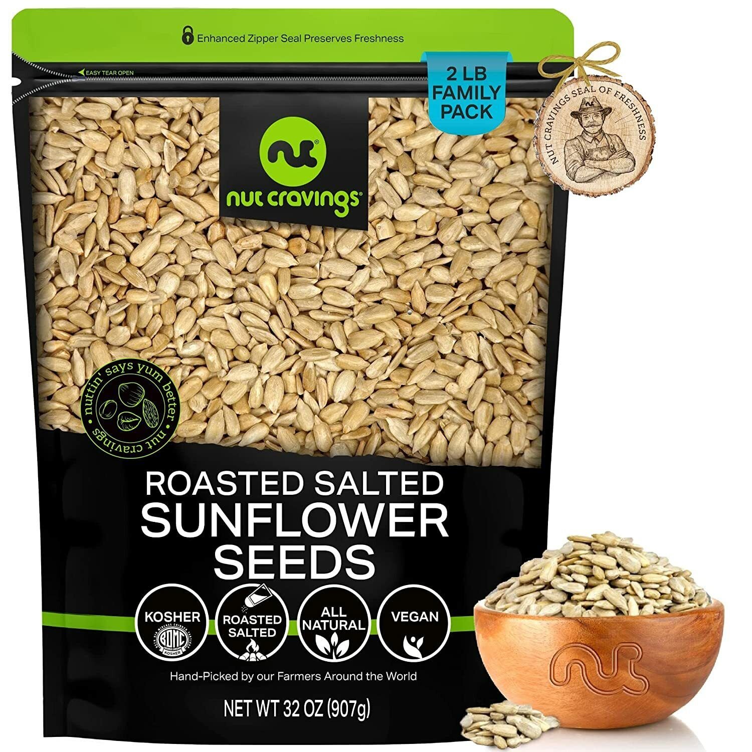 Roasted Salted Sunflower Seeds - No Shell, Hulled Kernels, Kosher, Healthy Snack - Picture 10 of 12