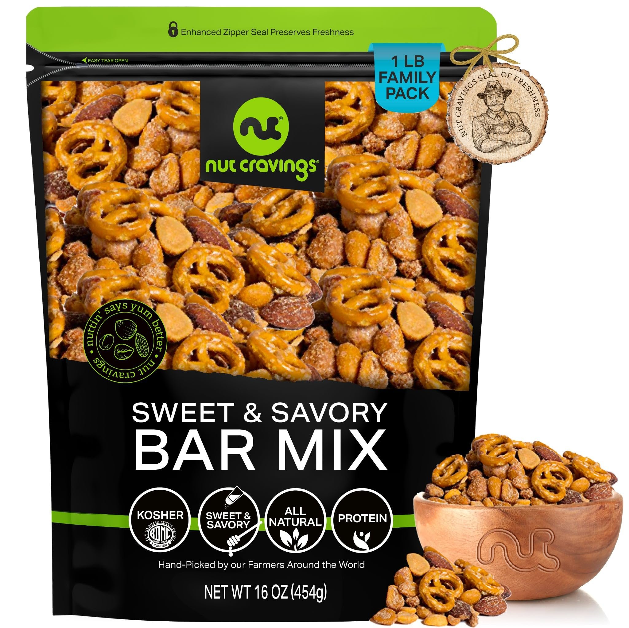Party Bar Nut Mix Sweet &amp; Savory Pub Snack Smoked Almond, Pretzels Toffee Peanut