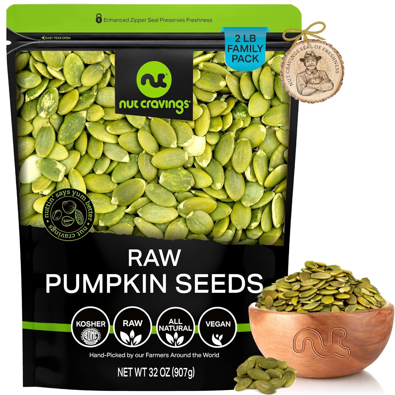 Nut Cravings Raw Pumpkin Seeds Pepitas | Unsalted Shelled He