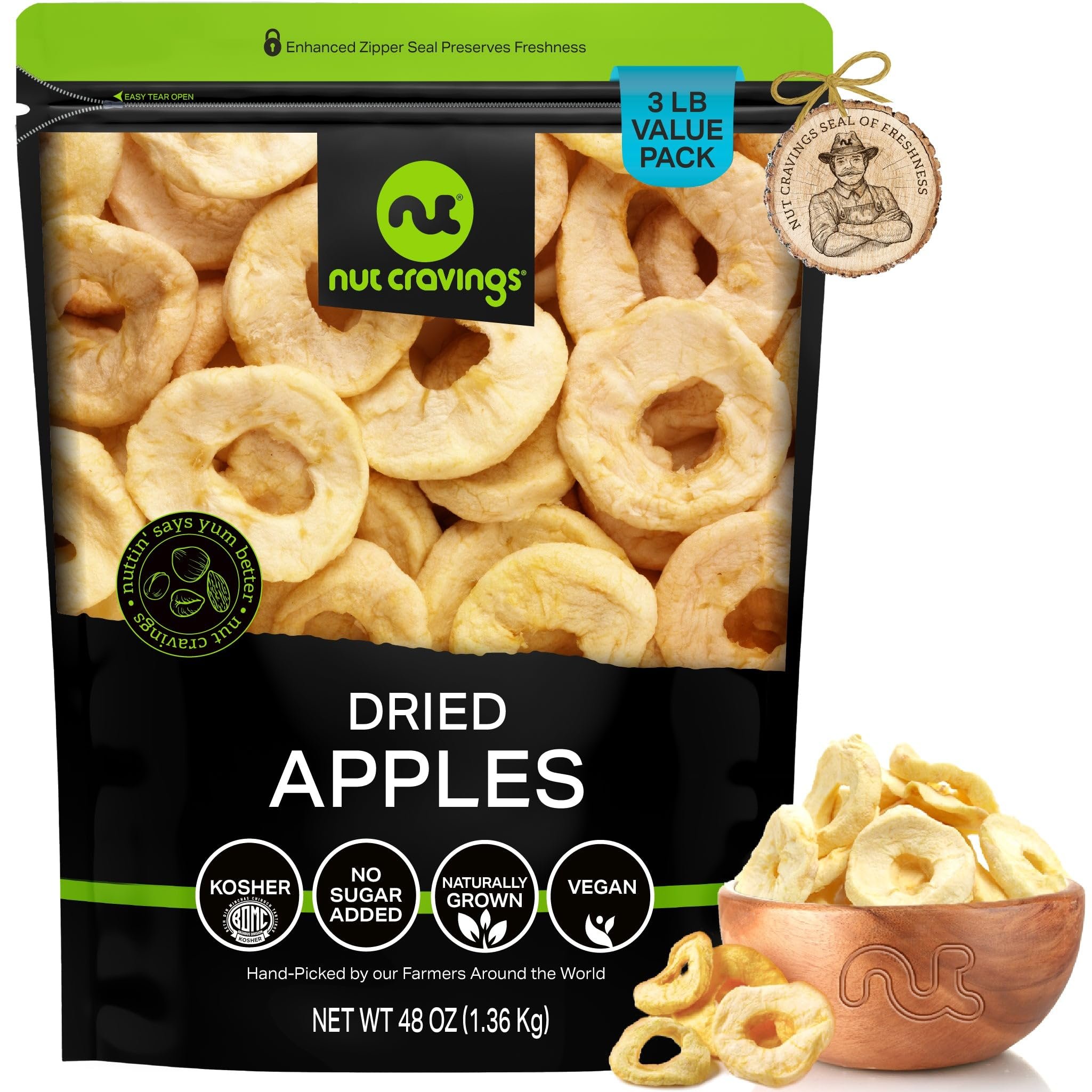 Sun Dried Apple Rings | No Sugar Added Healthy Fruit Snack Natural Apple Slices - Picture 6 of 7