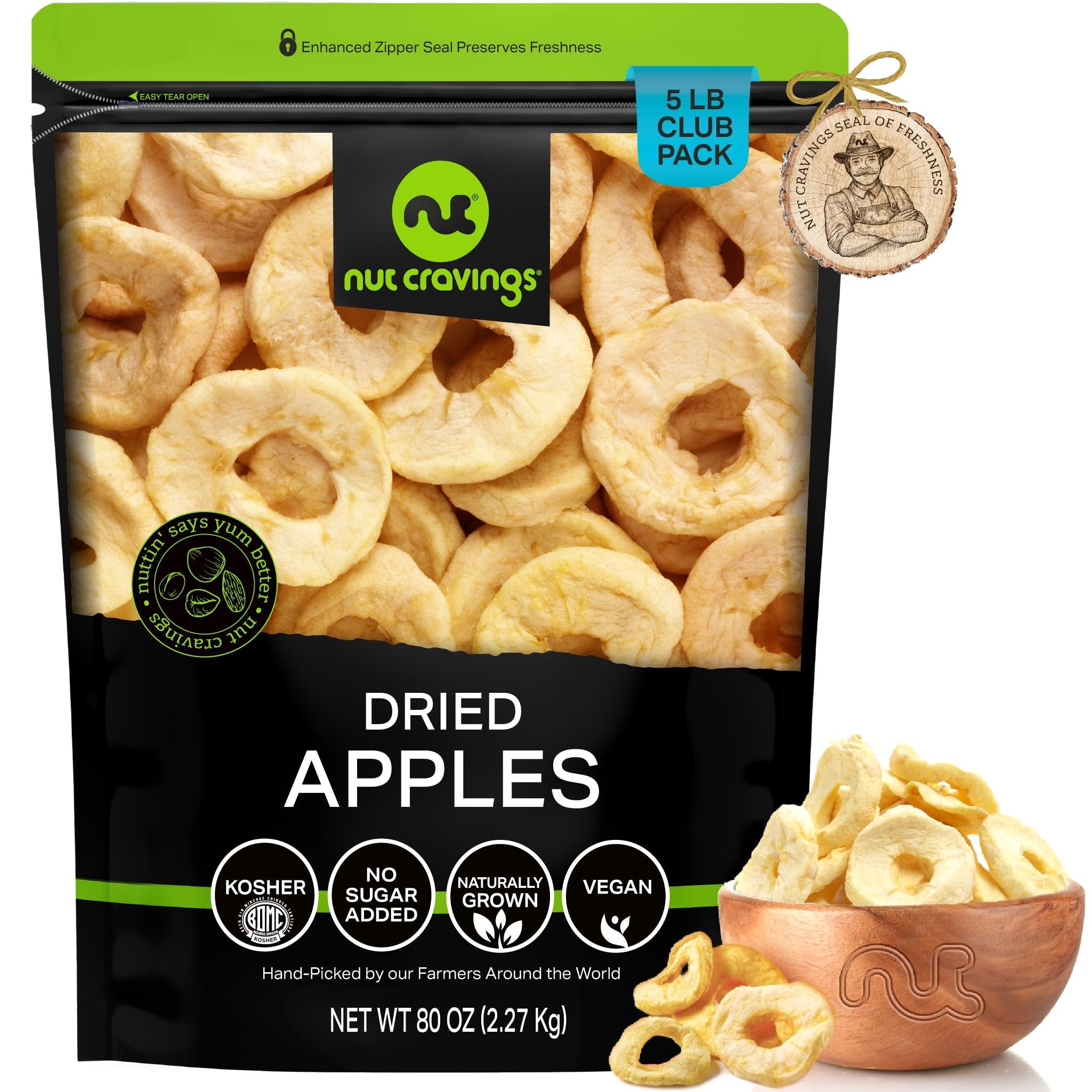 Sun Dried Apple Rings | No Sugar Added Healthy Fruit Snack Natural Apple Slices - Picture 7 of 7
