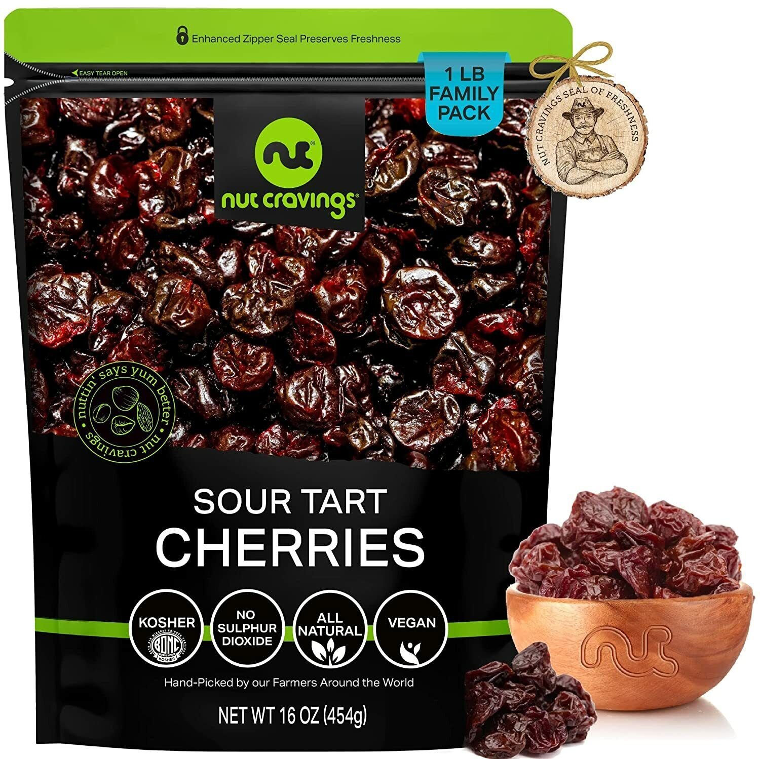 Sun Dried Sour Tart Cherries, Lightly Sweetened, Fresh in Resealable Bag, Kosher - Picture 8 of 11