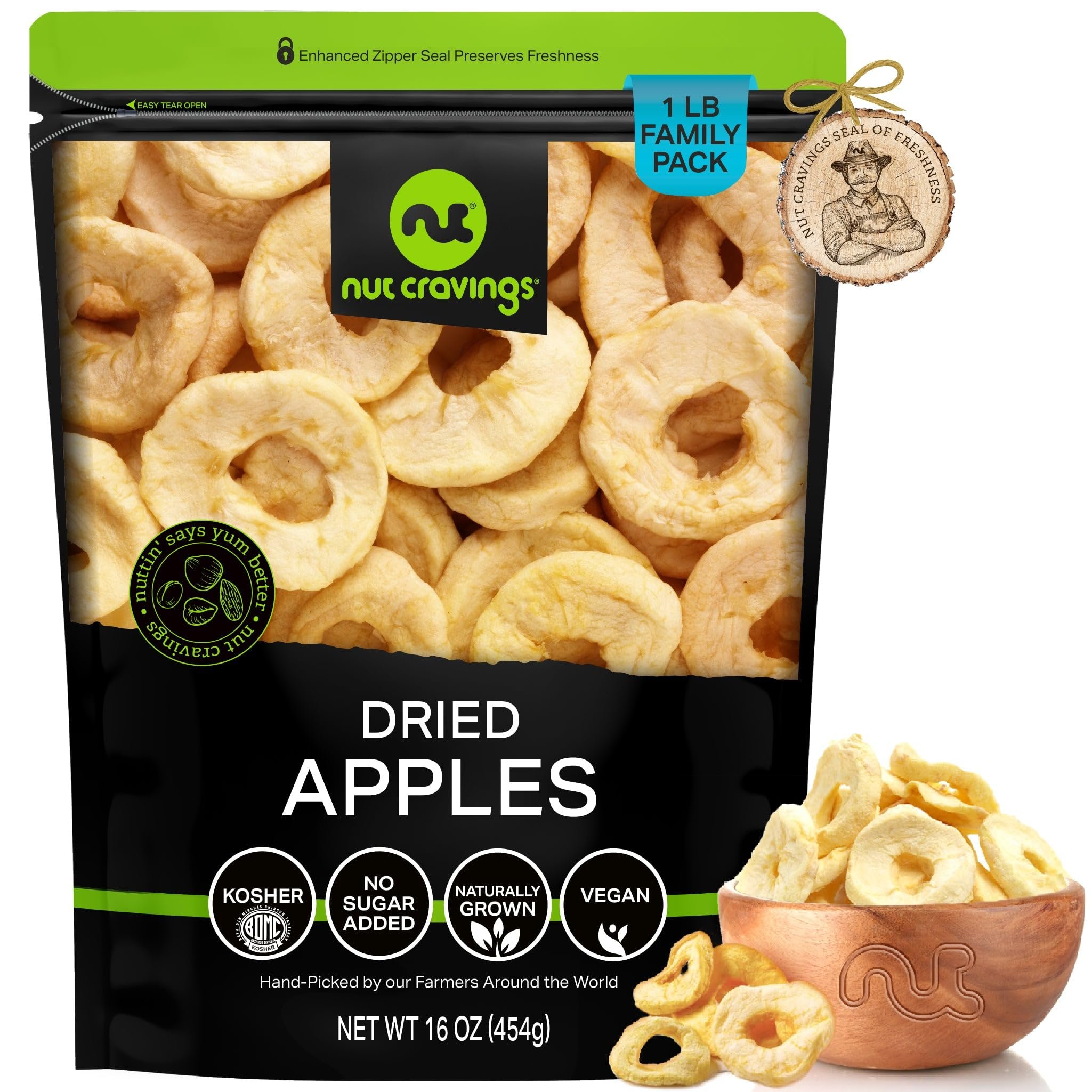 Sun Dried Apple Rings | No Sugar Added Healthy Fruit Snack Natural Apple Slices - Picture 4 of 7