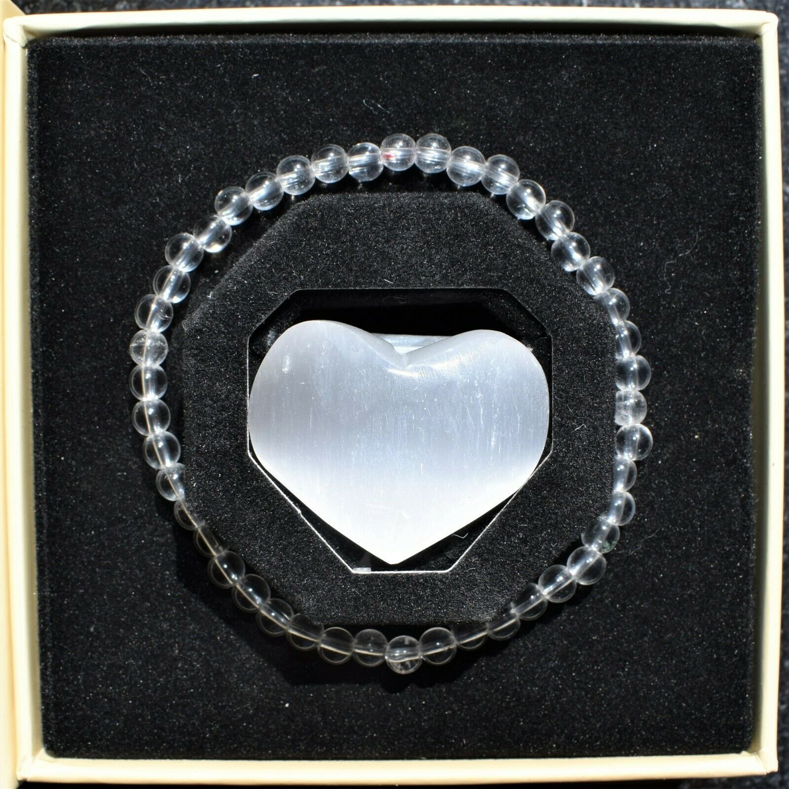 thumbnail 133  - Selenite Charged Black Tourmaline Crystal 4mm Bead Bracelet (other choices)