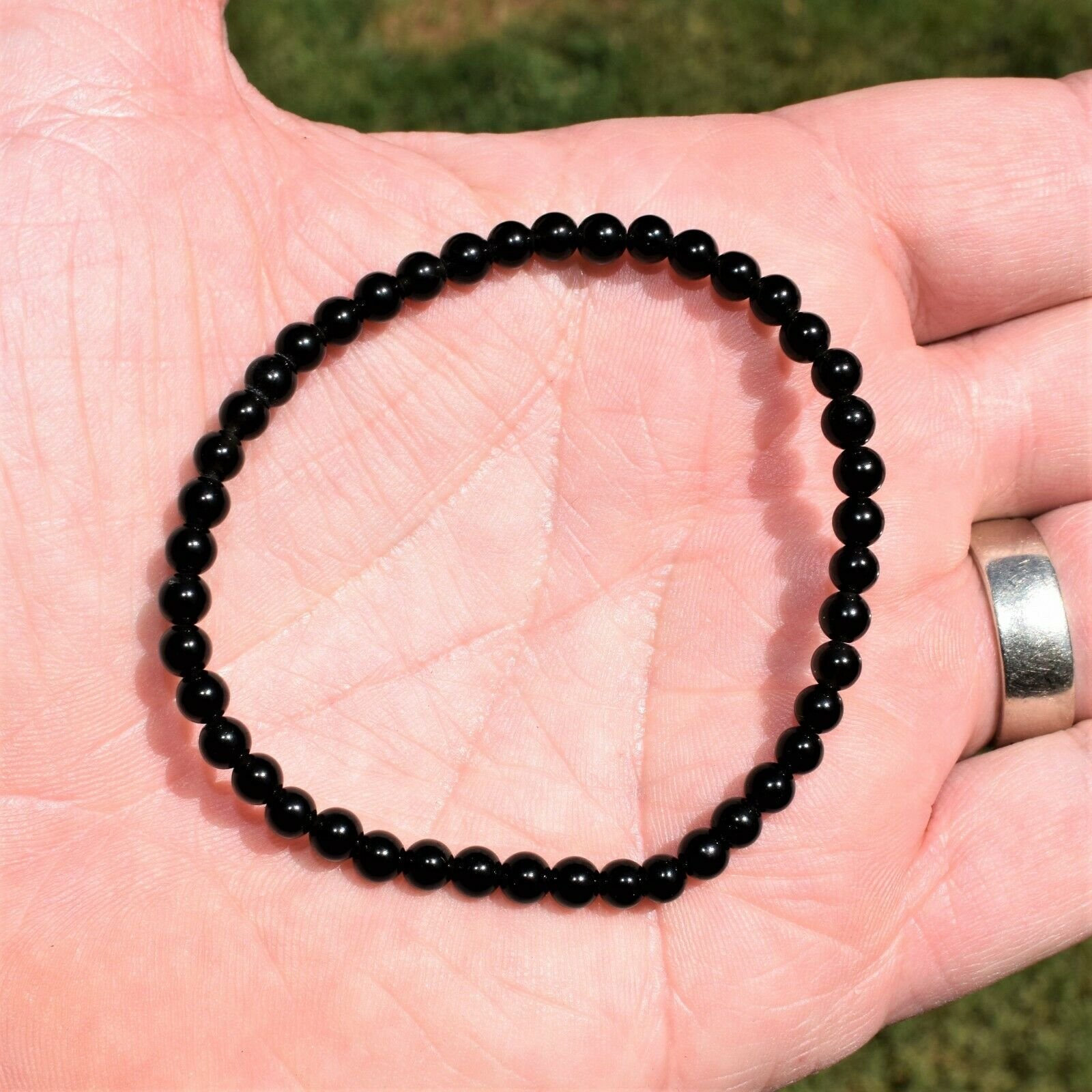 thumbnail 32  - Selenite Charged Black Tourmaline Crystal 4mm Bead Bracelet (other choices)