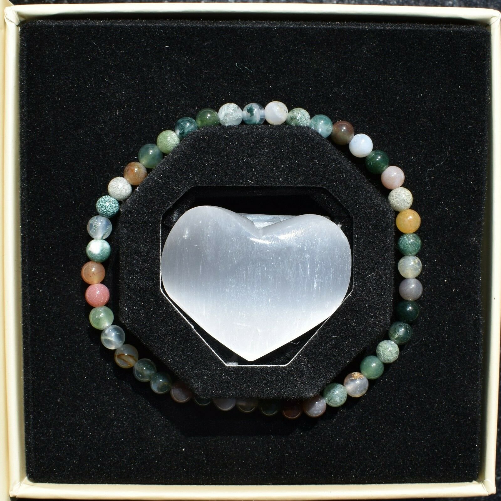 thumbnail 56  - Selenite Charged Black Tourmaline Crystal 4mm Bead Bracelet (other choices)