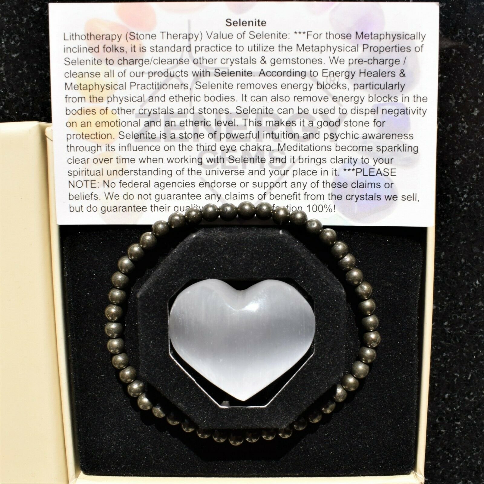 thumbnail 125  - Selenite Charged Black Tourmaline Crystal 4mm Bead Bracelet (other choices)