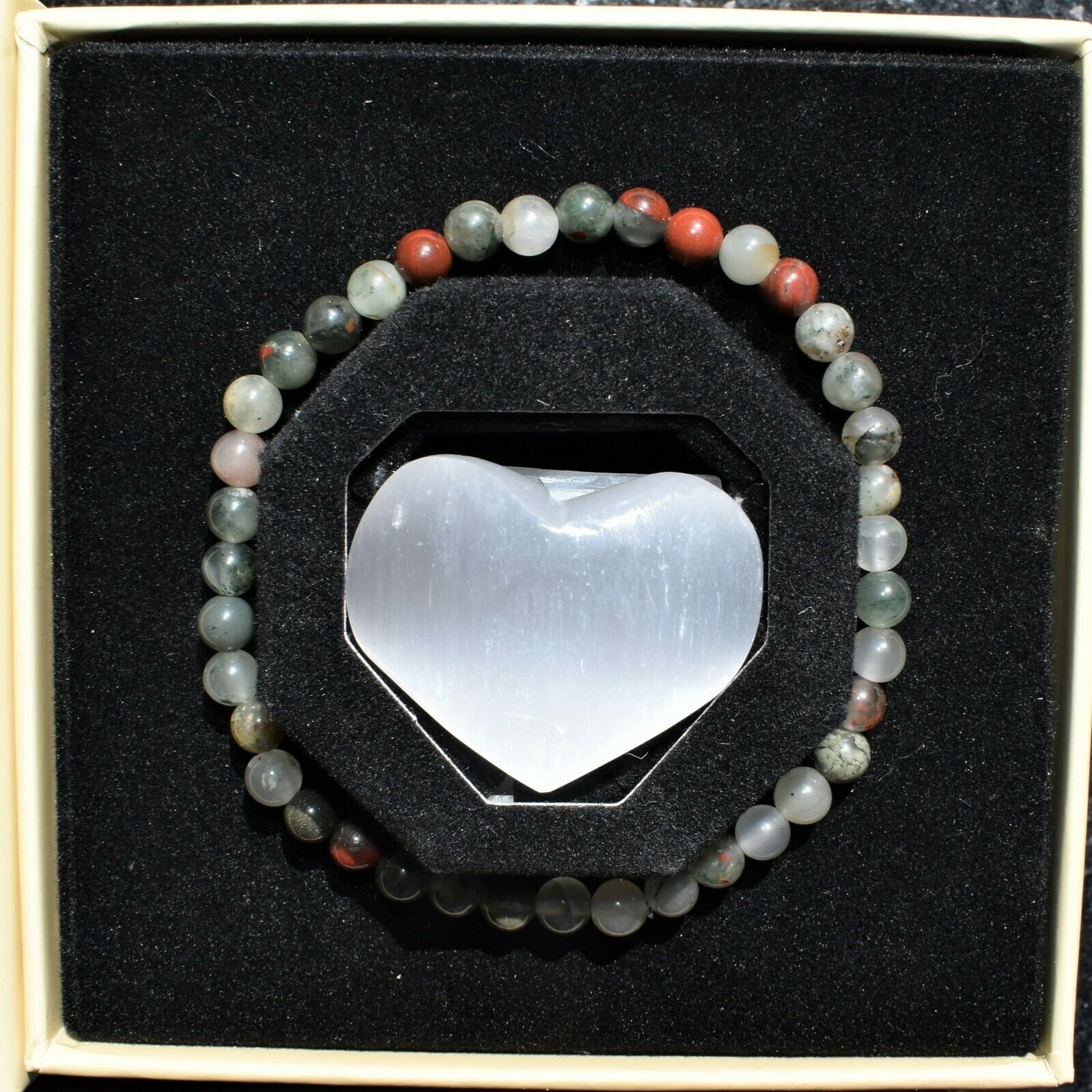 thumbnail 42  - Selenite Charged Black Tourmaline Crystal 4mm Bead Bracelet (other choices)