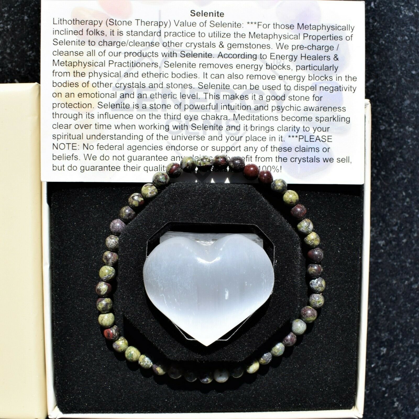 thumbnail 49  - Selenite Charged Black Tourmaline Crystal 4mm Bead Bracelet (other choices)