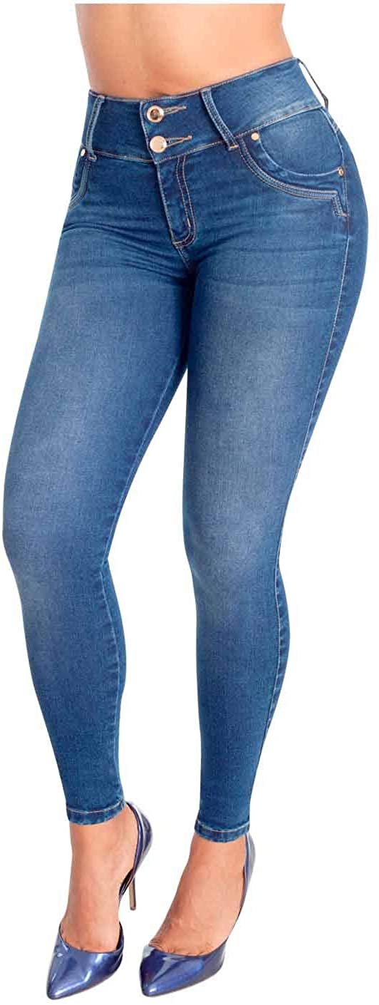 Jeans Colombianos Levanta Cola Push Up Skinny Pantalones de Mujer