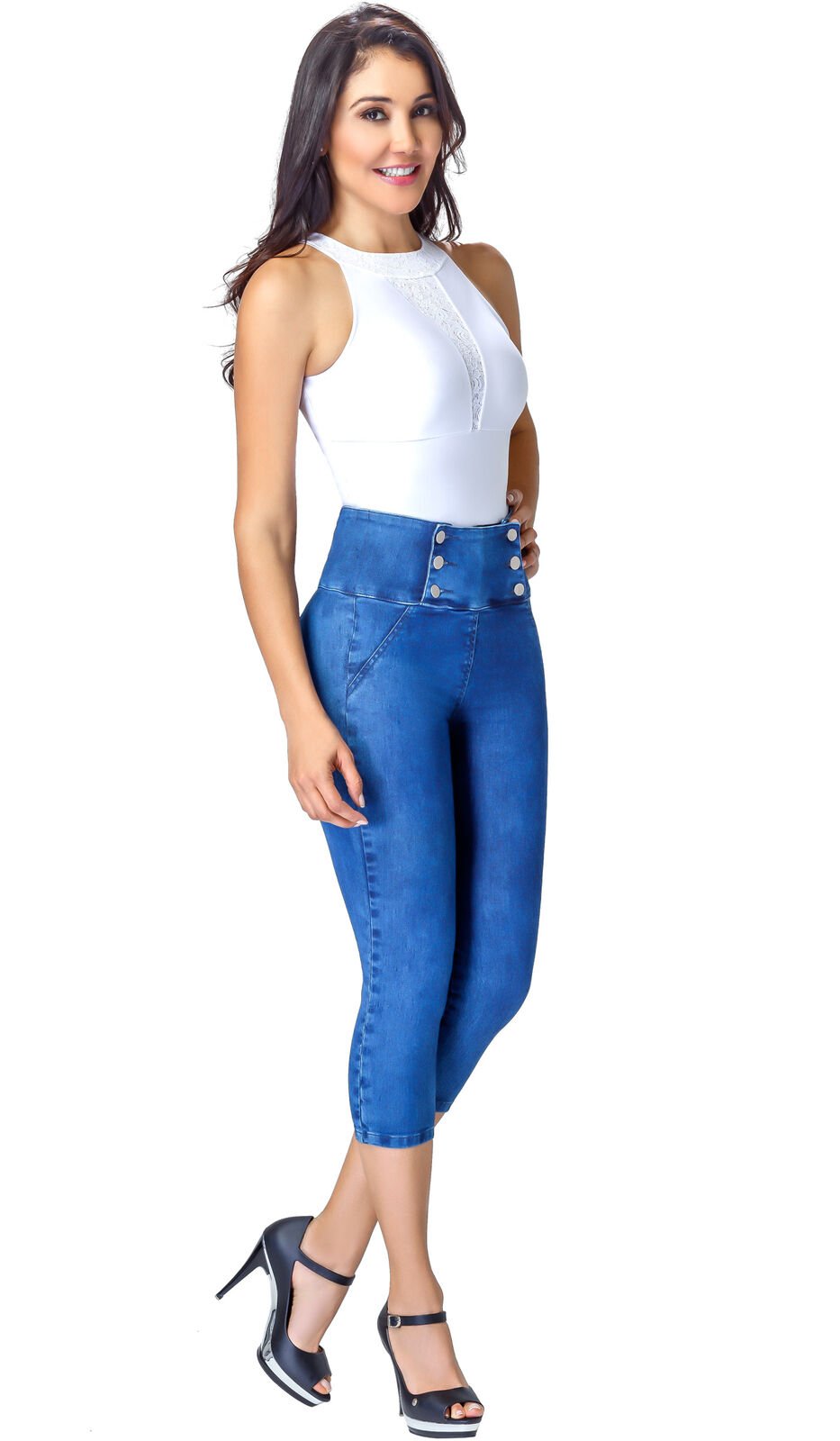 Colombian Capri Jeans Levanta Cola Pantalones de Mujer Cintura Alta LOWLA  239257