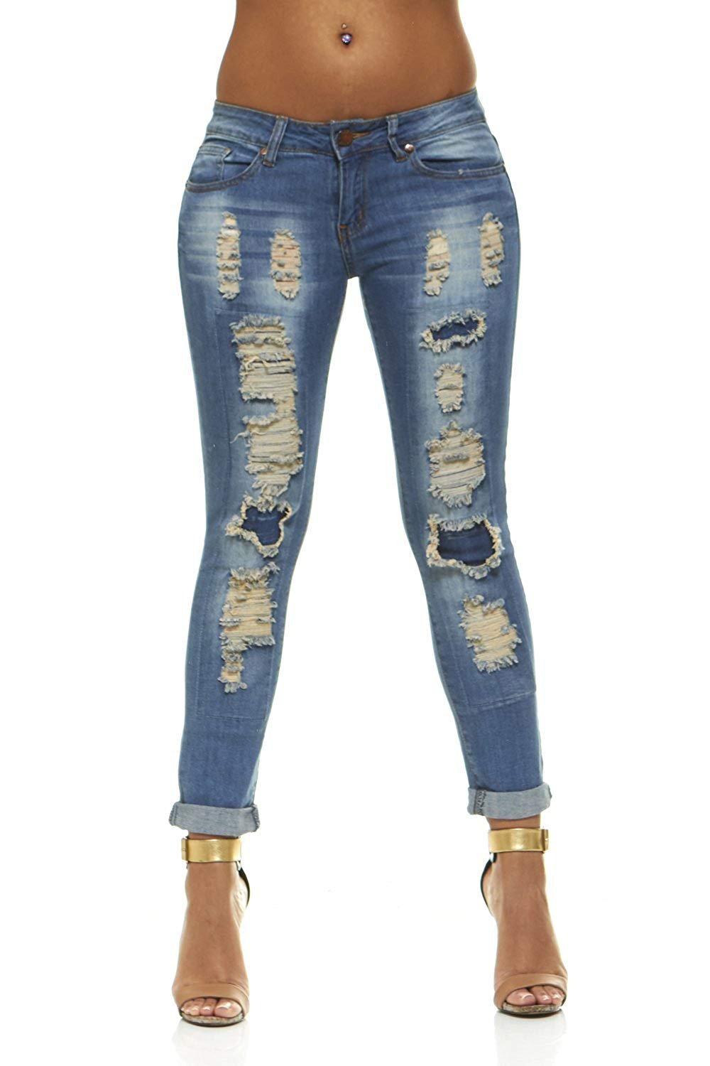 stretch ripped jeans