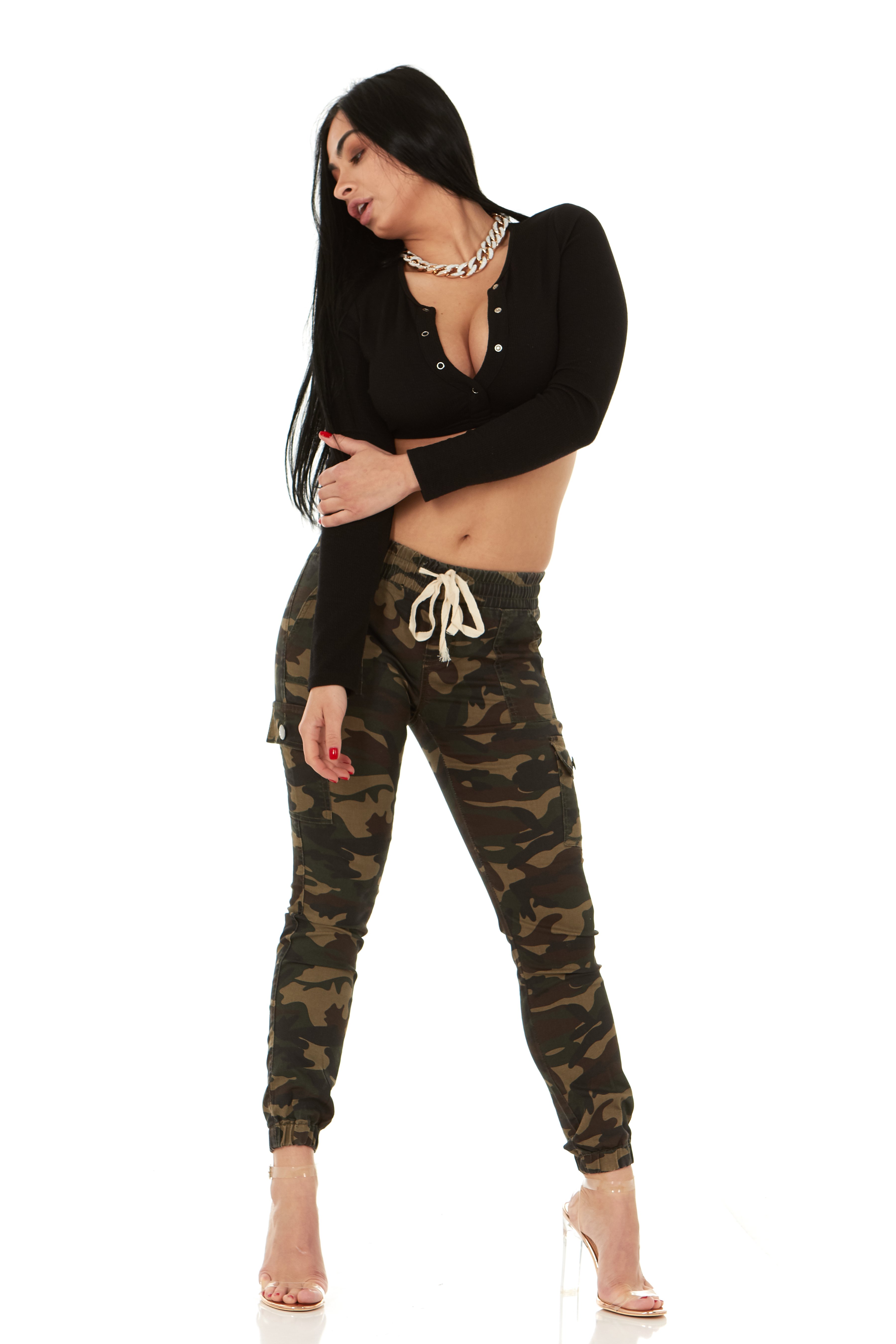 VIP CG  Jeans Collection Cargo High Waisted Jogger Skinny Drawstring Pants