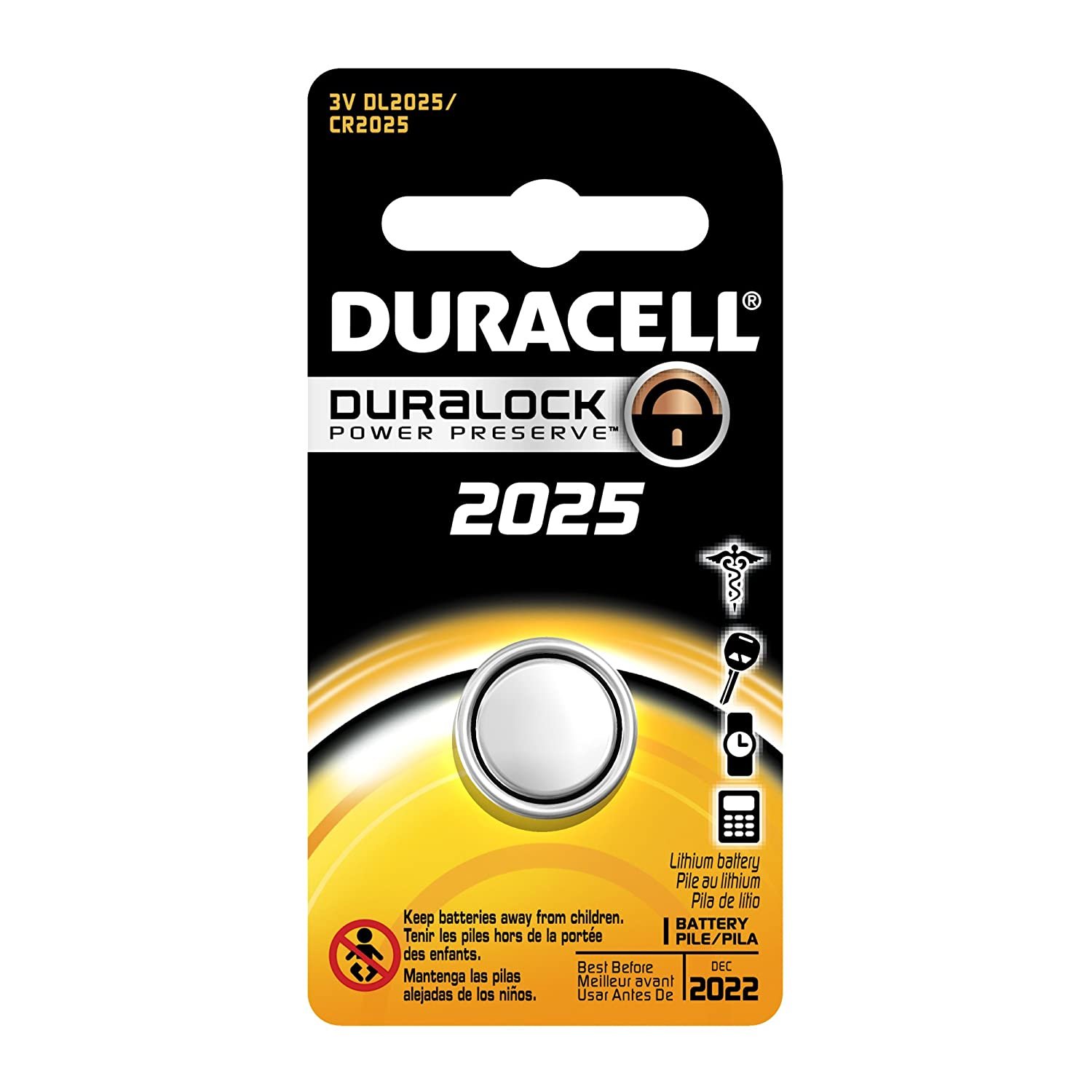 Duracell Dl2032 Lithium Coin Battery 2032 Size 3V 230 mAh Capacity (Case of 6)