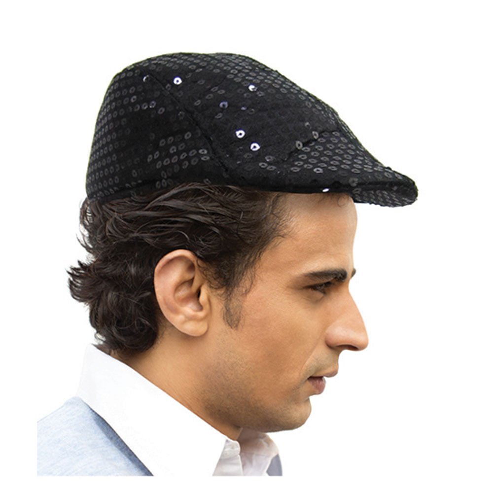 sequin newsboy cap