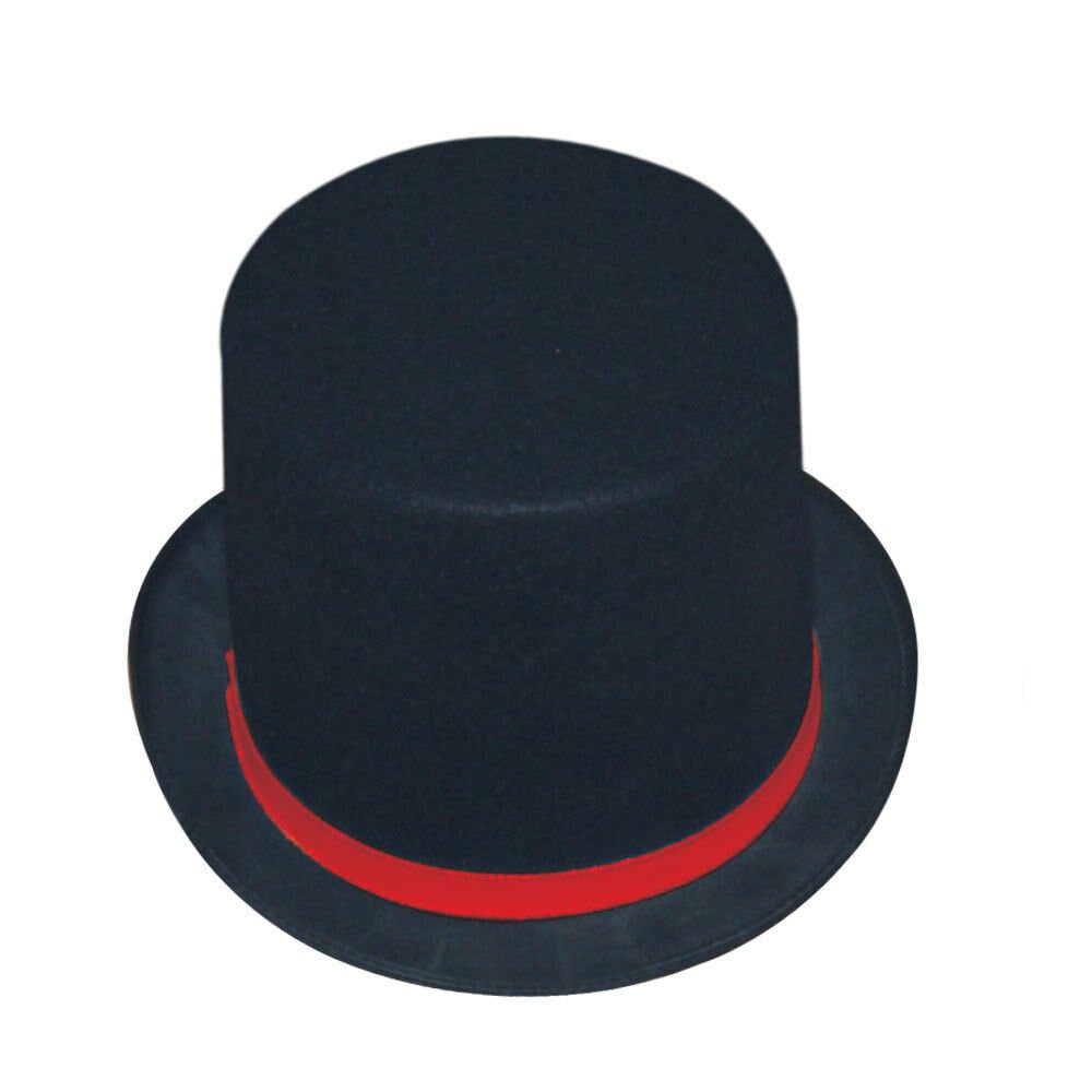 Top Hat For Adults - Black Felt Magician Hat With Trimming By 