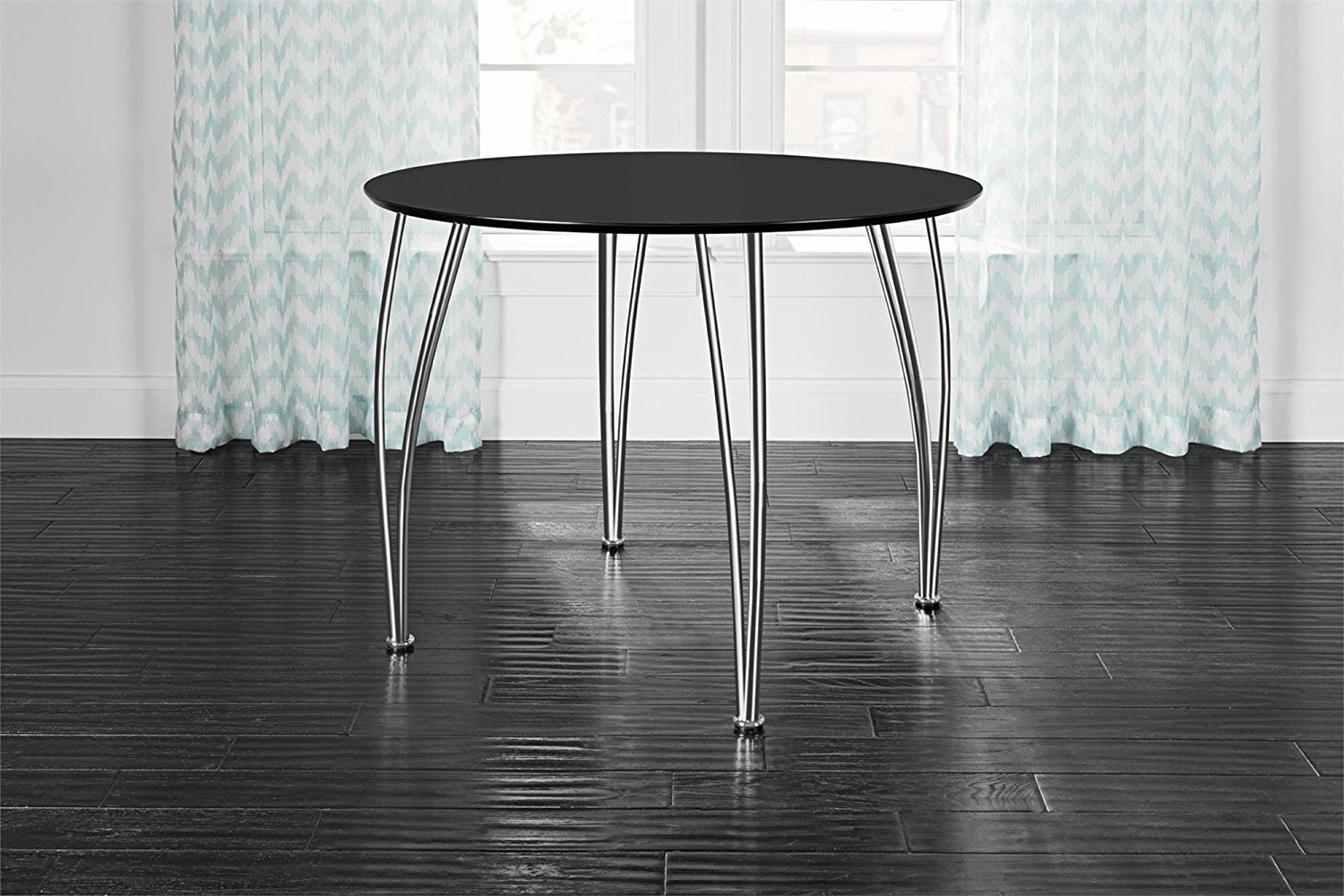 Details About Novogratz Round Dining Table With Chrome Plated Legs Black