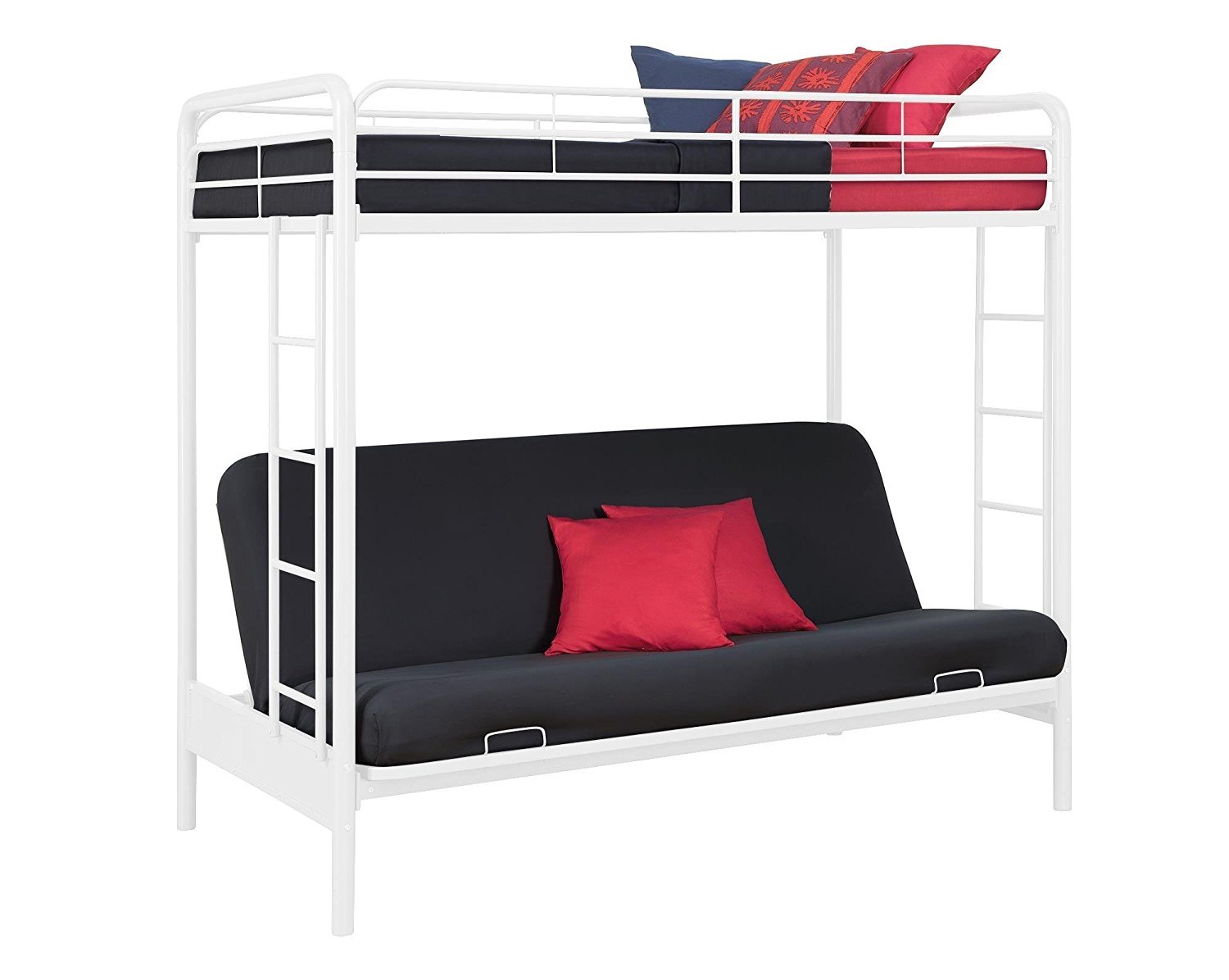 Dhp Twin Over Futon Metal Bunk Bed White 689367150162 Dhp Twin Over Futon Metal Bunk Bed White Details