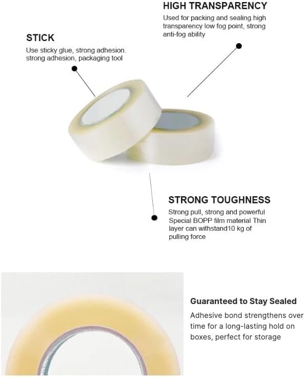 72 Rolls Shipping Packaging Box Packing Sealing Tape 1.6 mil 2