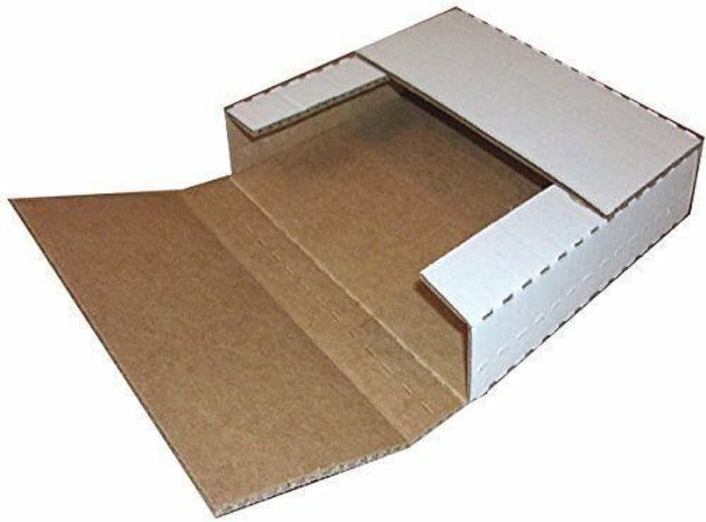 25 - 9 5/8 x 6 5/8 x 1 1/4 White Multi Depth Bookfold Mailer Book Box Bookfolds
