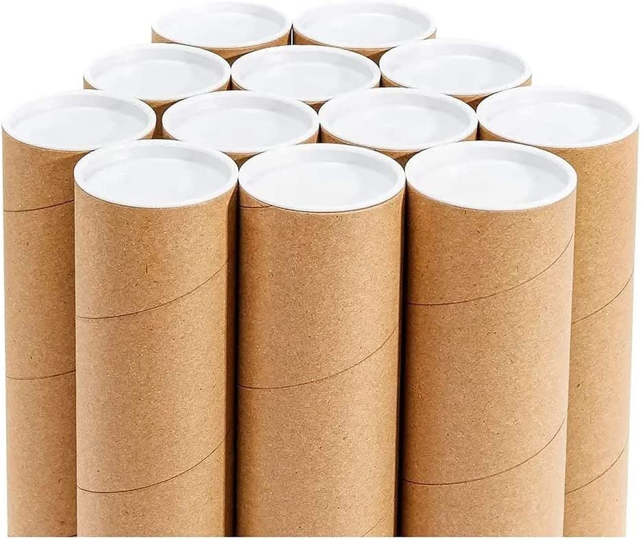 2 x 24 Kraft Mailing Tubes with Caps Case/50