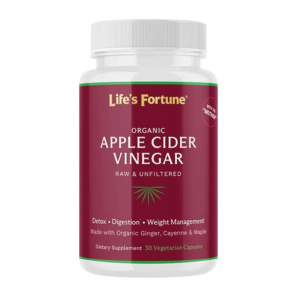 Organic Apple Cider Vinegar Capsules Supplement - 750mg with Mother & Ginger - Picture 5 of 8